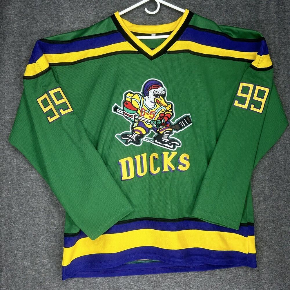 Vintage Mighty Ducks D-5 Jersey Mens 2XL Green Embroidered Adam Banks #99 Movie